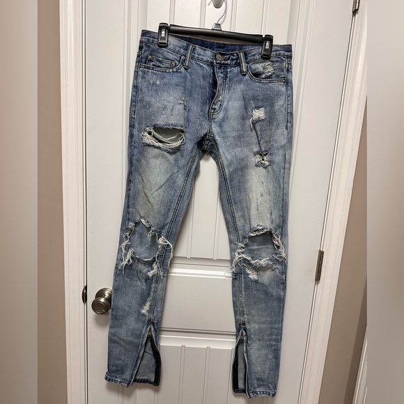 MNML Minimal Distressed Men’s Skinny Light Wash Jeans Size 30 - Picture 1 of 8